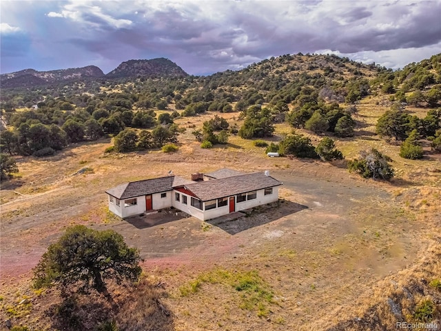 aerial view featuring a mountain view