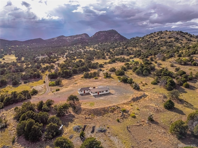 aerial view with a mountain view