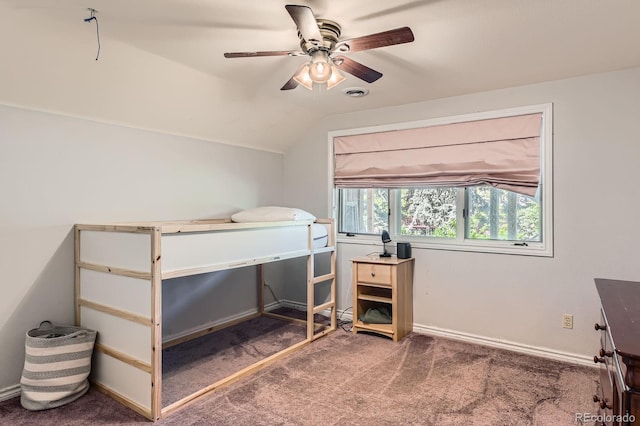 6663 S Prescott Way, Littleton, CO 80120 - bedroom featuring carpet, lofted ceiling, ceiling fan, and baseboards