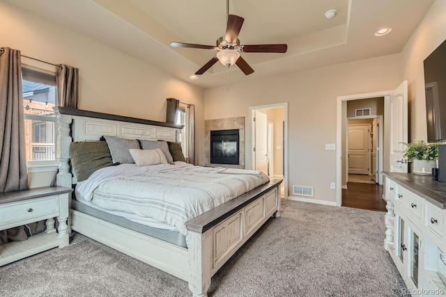 bedroom with carpet flooring and ceiling fan