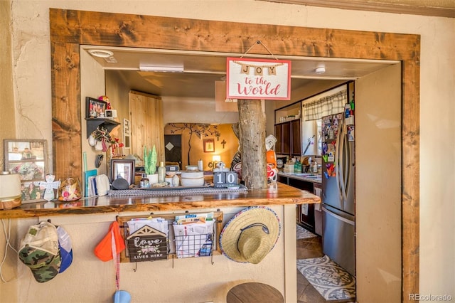 kitchen with stainless steel refrigerator