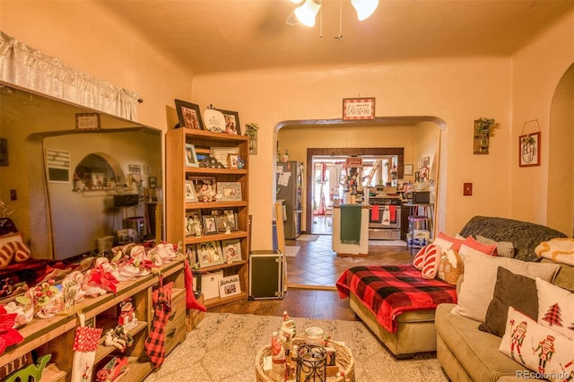 interior space with hardwood / wood-style flooring