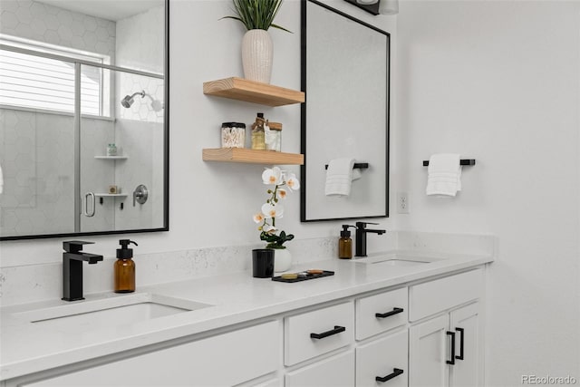 11187 W 53rd Dr, Wheat Ridge, CO 80033 - bathroom featuring double vanity and a stall shower