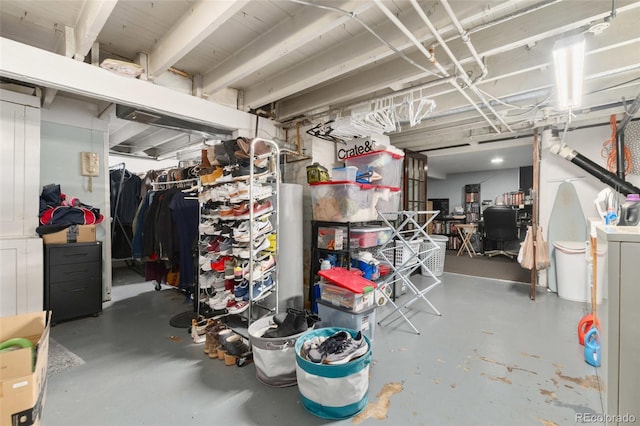 view of unfinished basement