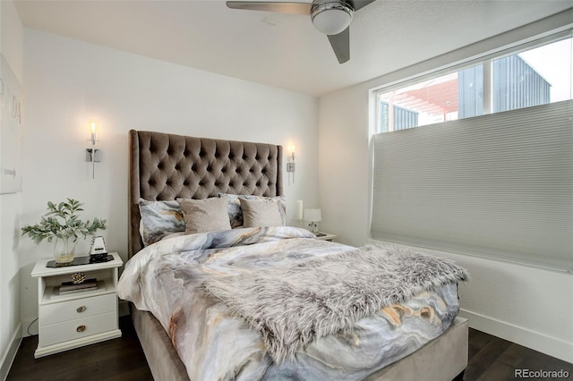 3030 Wilson Ct Unit 5, Denver, CO 80205 - bedroom featuring dark wood finished floors and a ceiling fan