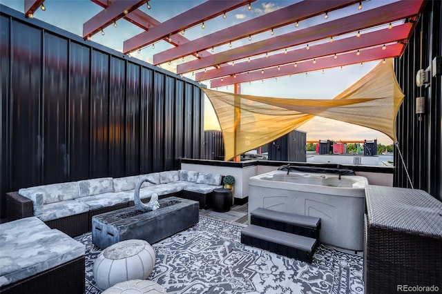3030 Wilson Ct Unit 5, Denver, CO 80205 - view of patio featuring an outdoor living space with a fire pit and a pergola