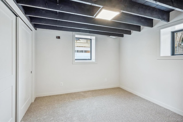 basement with carpet