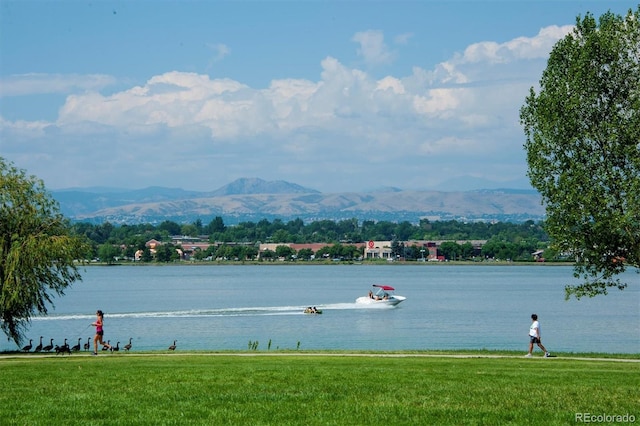 view of water feature with a mountain view