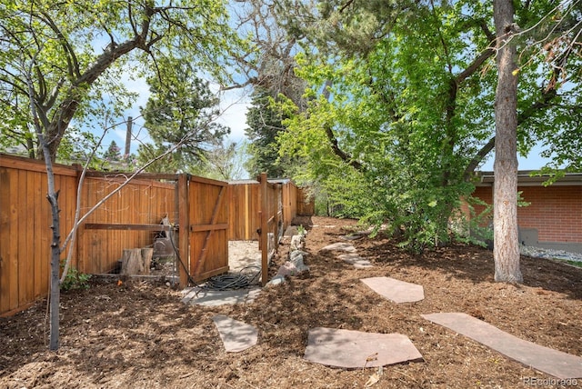 view of yard with a fenced backyard