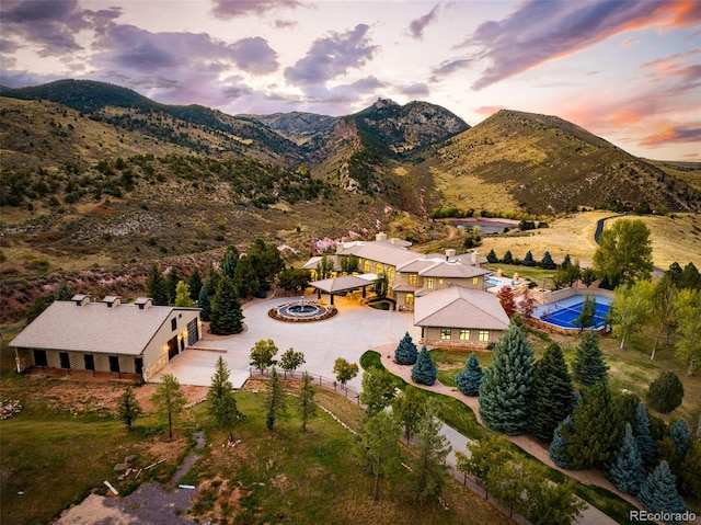 aerial view featuring a mountain view