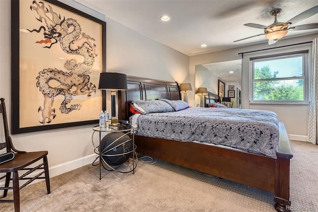 1676 S Fairplay St, Aurora, CO 80012 - bedroom with carpet, baseboards, recessed lighting, and a ceiling fan