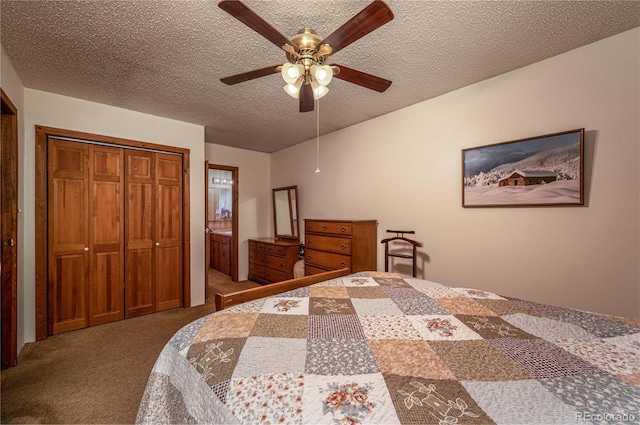 13440 County Rd 45, Coaldale, CO 81222 - bedroom featuring carpet flooring, a textured ceiling, and a ceiling fan