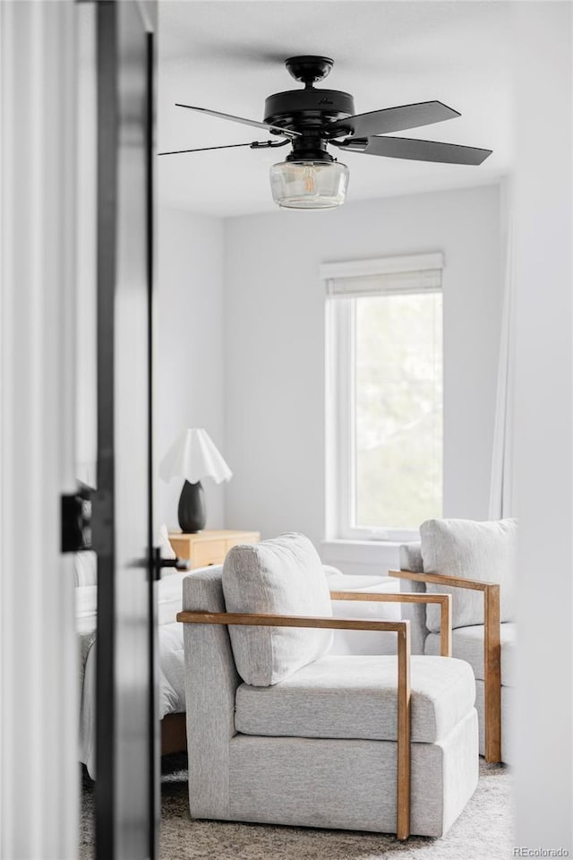 108 Arapahoe St, Golden, CO 80403 - sitting room featuring a ceiling fan and carpet
