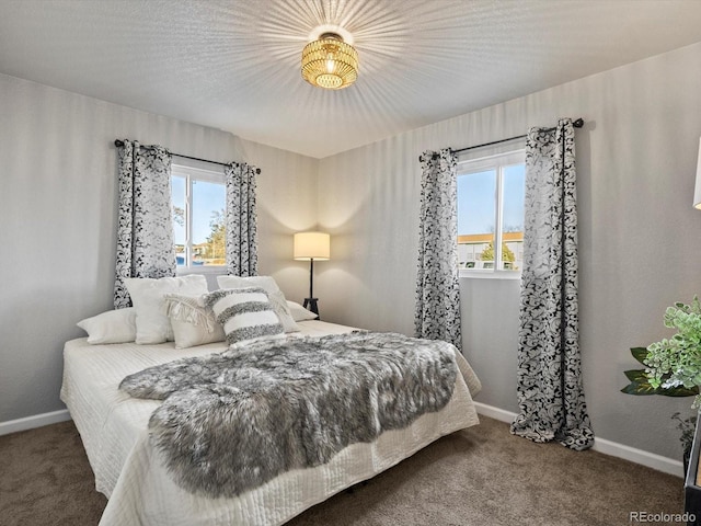 bedroom featuring multiple windows and carpet floors