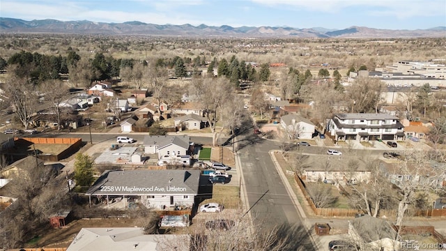 birds eye view of property with a residential view and a mountain view