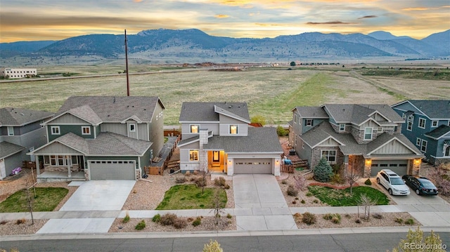 exterior space featuring a mountain view and a residential view