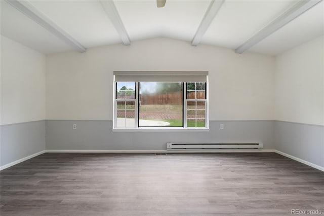 9451 W Hialeah Pl, Littleton, CO 80123 - empty room featuring a baseboard radiator, wood finished floors, and baseboards