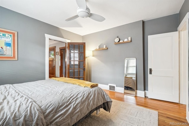 3044 W 40th Ave, Denver, CO 80211 - bedroom with wood finished floors and ceiling fan