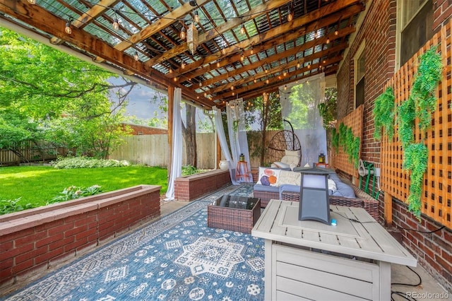 3044 W 40th Ave, Denver, CO 80211 - fenced backyard featuring a pergola, a patio area, and outdoor lounge area
