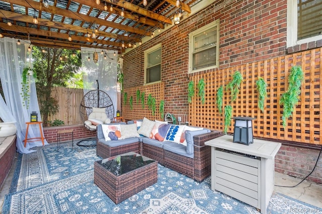 3044 W 40th Ave, Denver, CO 80211 - view of patio with an outdoor hangout area and a pergola