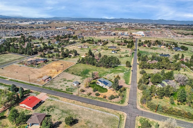 aerial overview of property's location featuring mountains