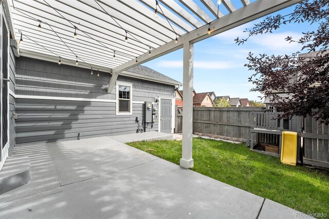 view of patio / terrace featuring a pergola