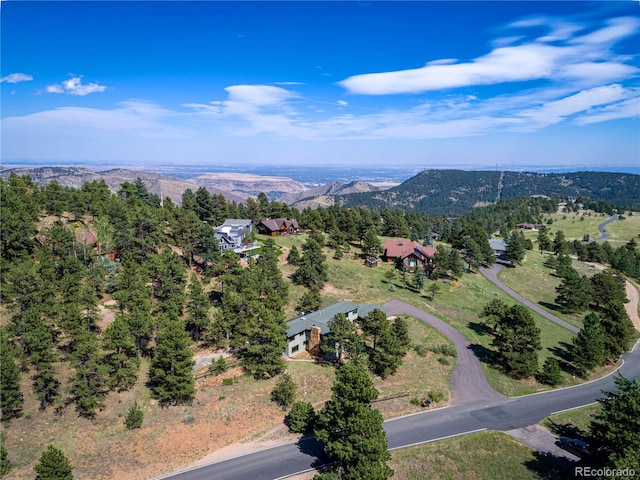 bird's eye view with a mountain view