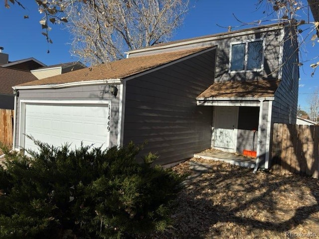 exterior space featuring a garage