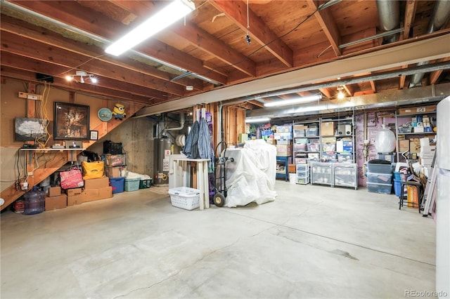 basement with water heater