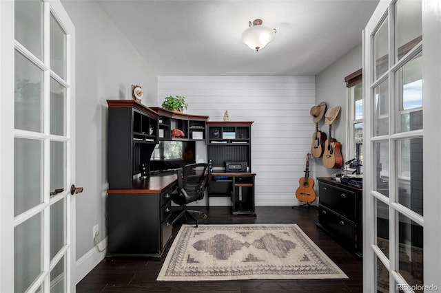 902 Jarvis Dr, Erie, CO 80516 - home office featuring french doors, baseboards, and wood finished floors