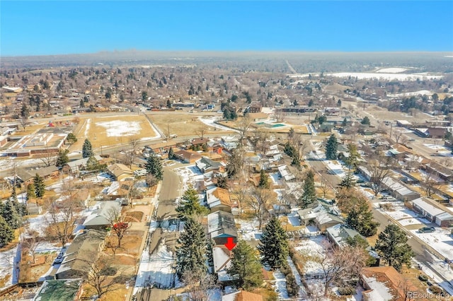 birds eye view of property with a residential view