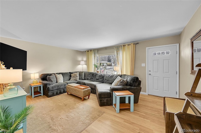 living room featuring light wood-style flooring