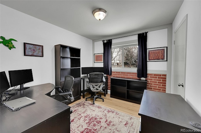 office area featuring light wood finished floors