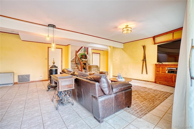 view of tiled living room