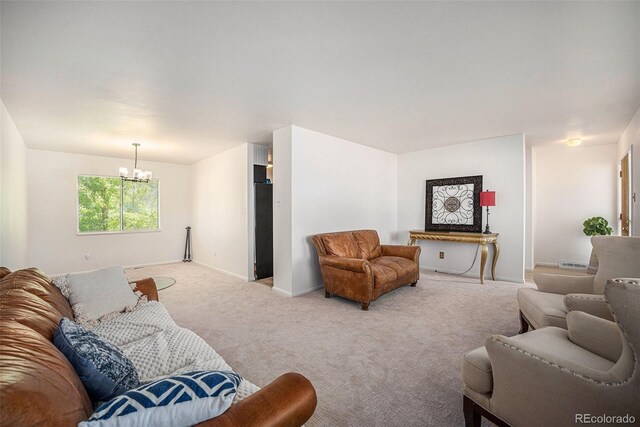 12289 W Atlantic Ave, Lakewood, CO 80228 - living area with a chandelier, light colored carpet, and baseboards