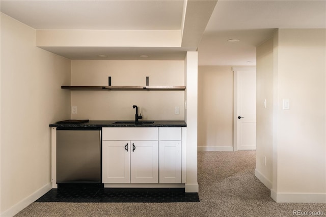 1219 Cherry St, Denver, CO 80220 - bar with baseboards, refrigerator, indoor wet bar, and a sink