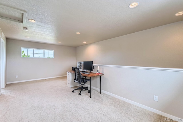 6024 W 1st St Unit 30, Greeley, CO 80634 - office area with carpet flooring, recessed lighting, attic access, a textured ceiling, and baseboards
