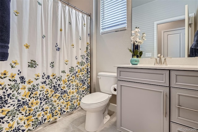 13460 Broad Wing Ave, Parker, CO 80134 - full bathroom with toilet, vanity, tile patterned flooring, and curtained shower