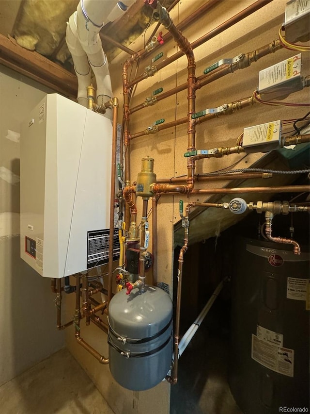 utility room with water heater