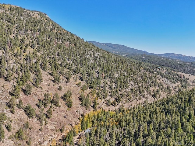 property view of mountains featuring a view of trees