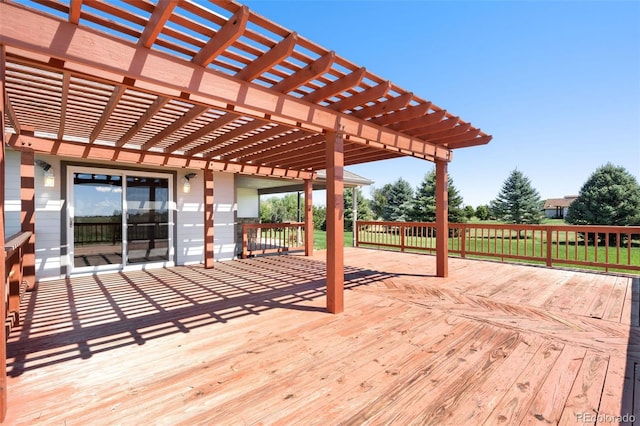 wooden terrace with a pergola