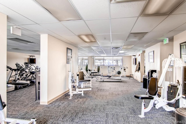 610 S Clinton St Unit 8C, Denver, CO 80247 - workout area with carpet flooring and a drop ceiling