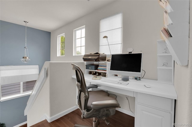 10540 Tracewood Cir, Highlands Ranch, CO 80130 - office space featuring dark wood-style floors and built in desk