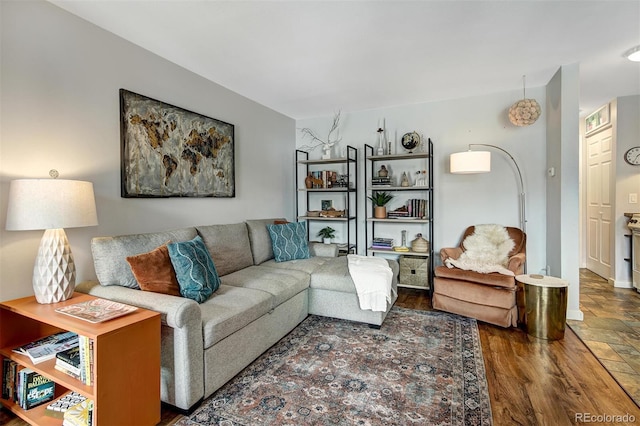 living area with wood finished floors