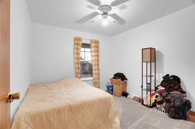 bedroom with carpet flooring and ceiling fan