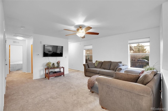 23317 E Saratoga Cir, Aurora, CO 80016 - living room with light carpet and ceiling fan