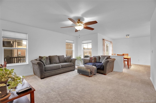 23317 E Saratoga Cir, Aurora, CO 80016 - living area featuring light carpet and ceiling fan