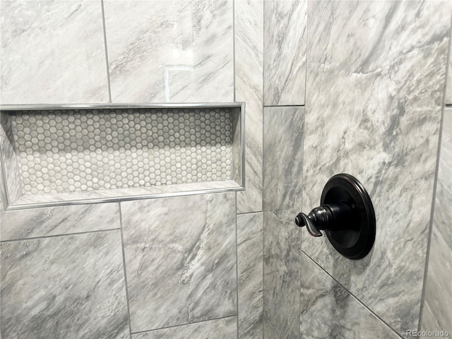 interior details with tiled shower