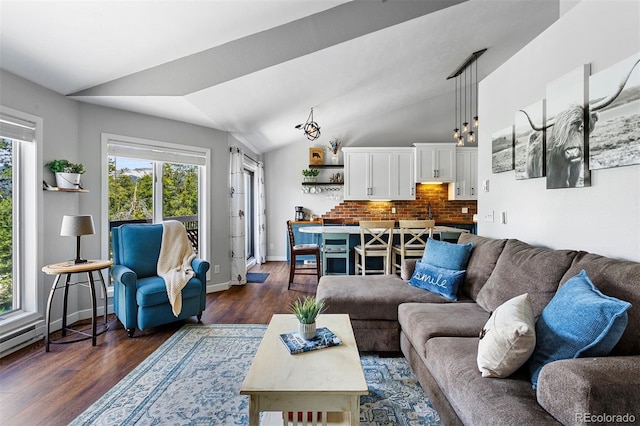 100 County Road 8344 Unit 3, Fraser, CO 80442 - living room with dark wood-style floors and lofted ceiling