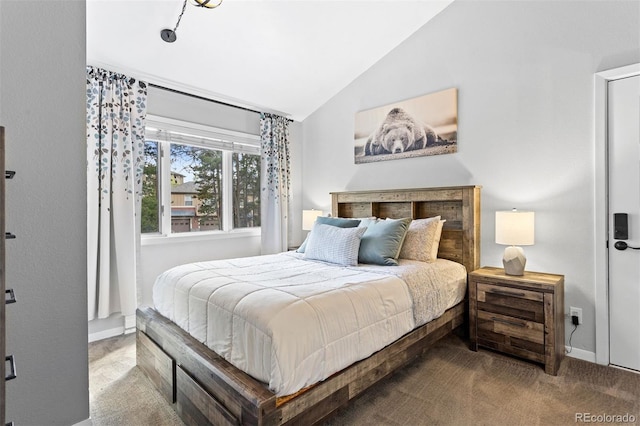 100 County Road 8344 Unit 3, Fraser, CO 80442 - bedroom featuring carpet and vaulted ceiling
